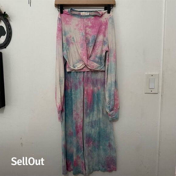 Beach Riot Women's Tie Dye Crop Top & Lounge Pant Set Size S Multicolor - Picture 1 of 6